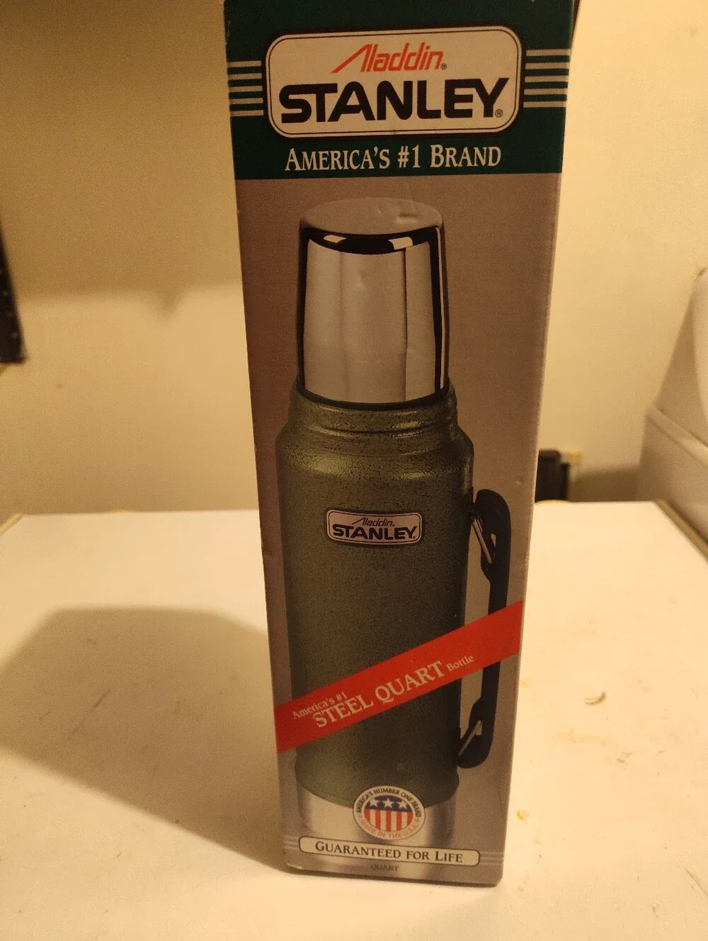 Stanley Green Steel Quart Thermos with Chrome Cup New In Box
